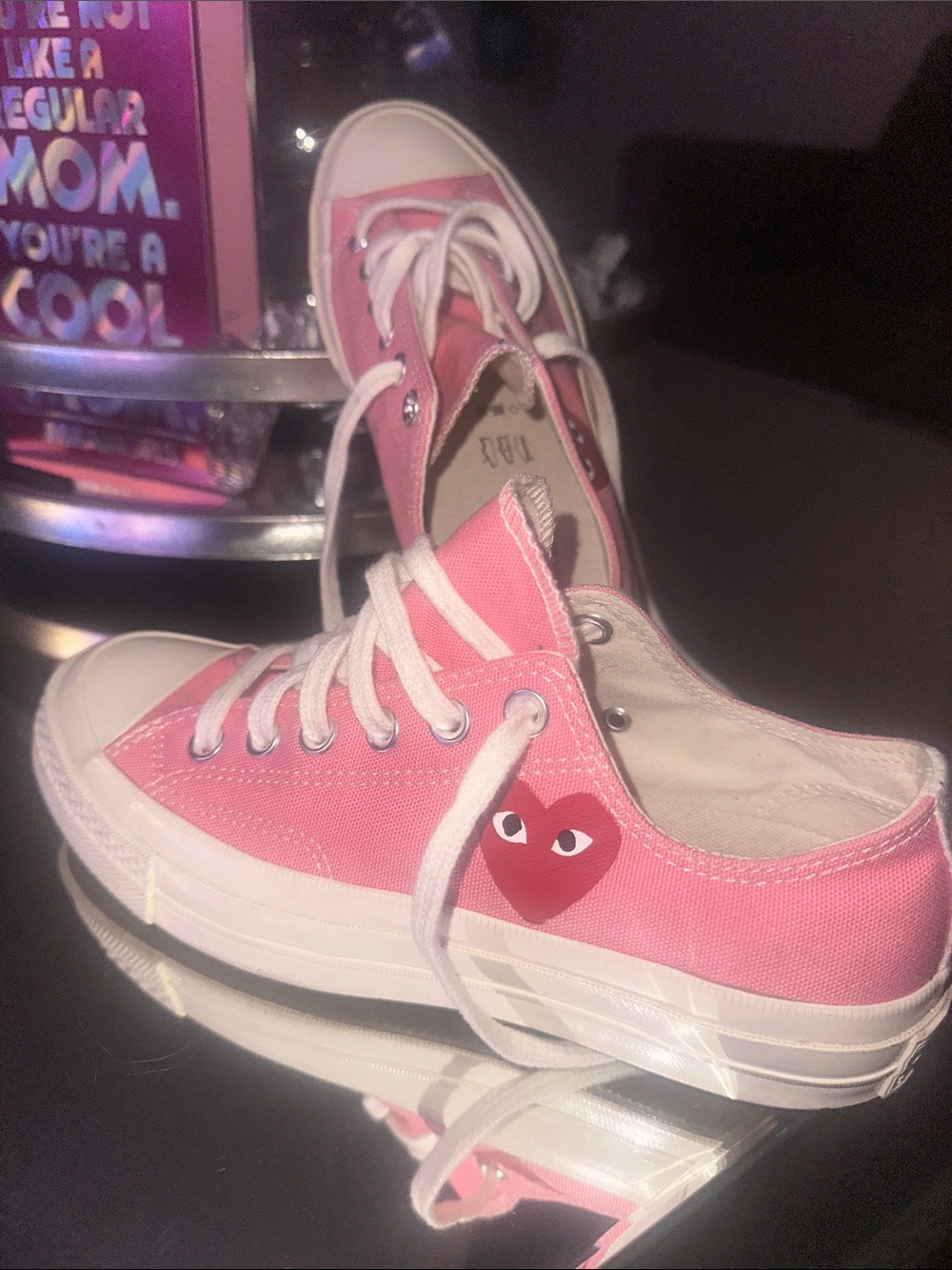 Kids Low-Top Pink Canvas Sneakers with Heart Detail